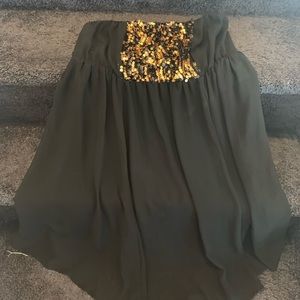 Torrid strapless black and gold sequin dress